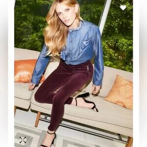 J Brand Natasha Super Skinny Velvet Jeans in Deep Mulberry Size 28
